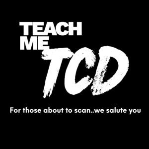 Teach me TCD Logo in white with black background